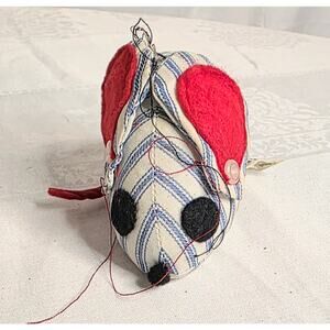 Vintage "Mouse" Pin Cushion 4"x3"x2" Cotton Mending Sewing